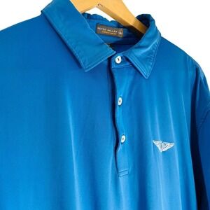 Peter Millar Summer Comfort Blue Performance Polo Shirt Mens XL Wing Logo